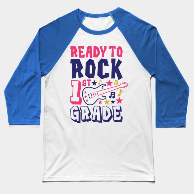 Rocking 1st Grade Funny Kids School Rock Back to School Baseball T-Shirt by ThreadSupreme